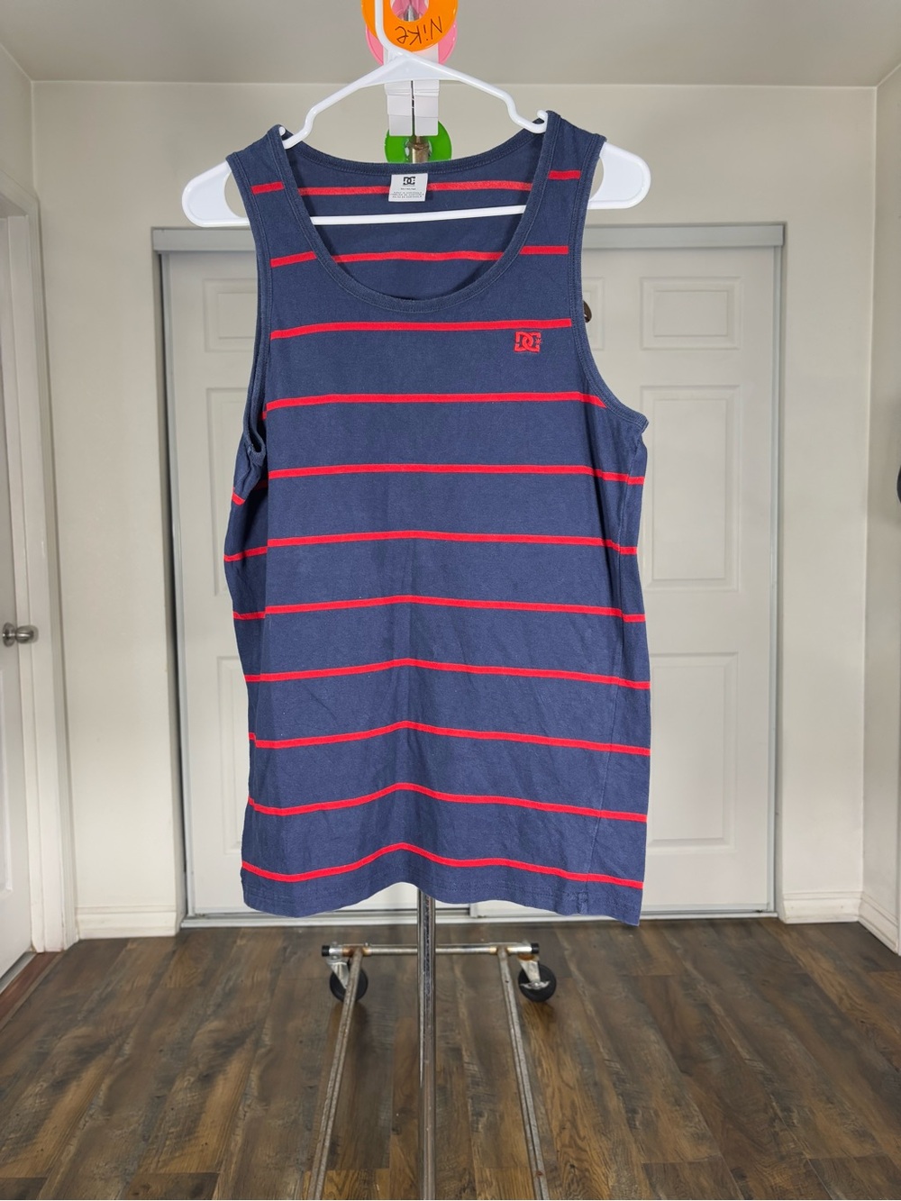 DC Navy Blue Tank Top with Red Stripes